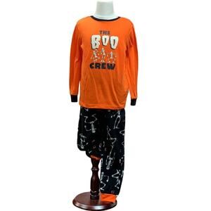 Halloween Family Pajamas Boo Crew Skeleton Glow Pajama Set Kids Size 6/7 Orange